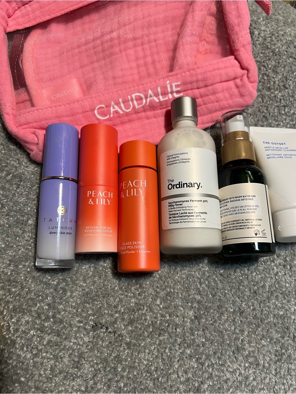 Caudalie Pink Travel Pouch with Skincare Set